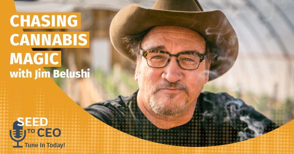 Podcast title with picture of Jim Belushi of Belushi's Farm