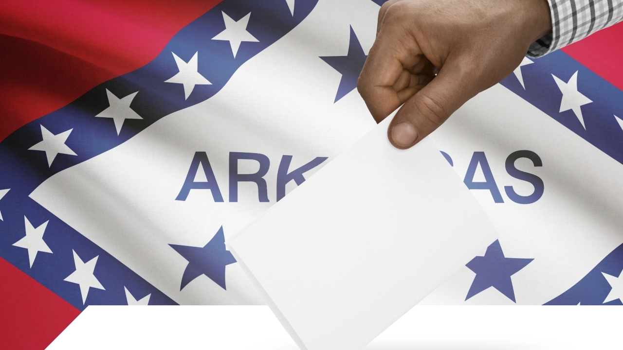 Image depicting an Arkansas voter casting a ballot