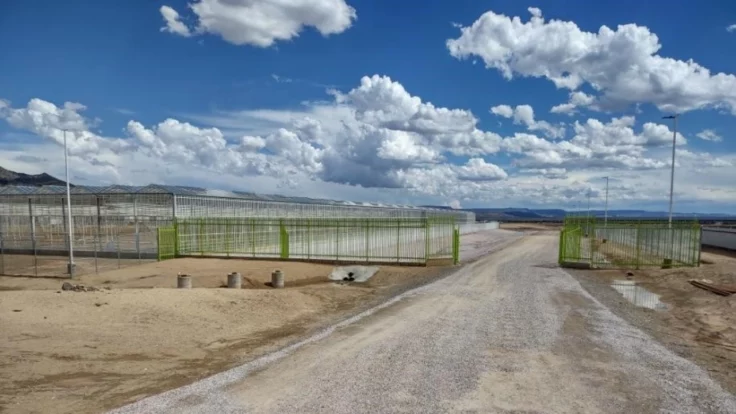 Image of the entrance to Bright Green.'s 22-acre agricultural facility in Grants, New Mexico.