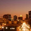 Image of Des Moines, Iowa, skyline at night