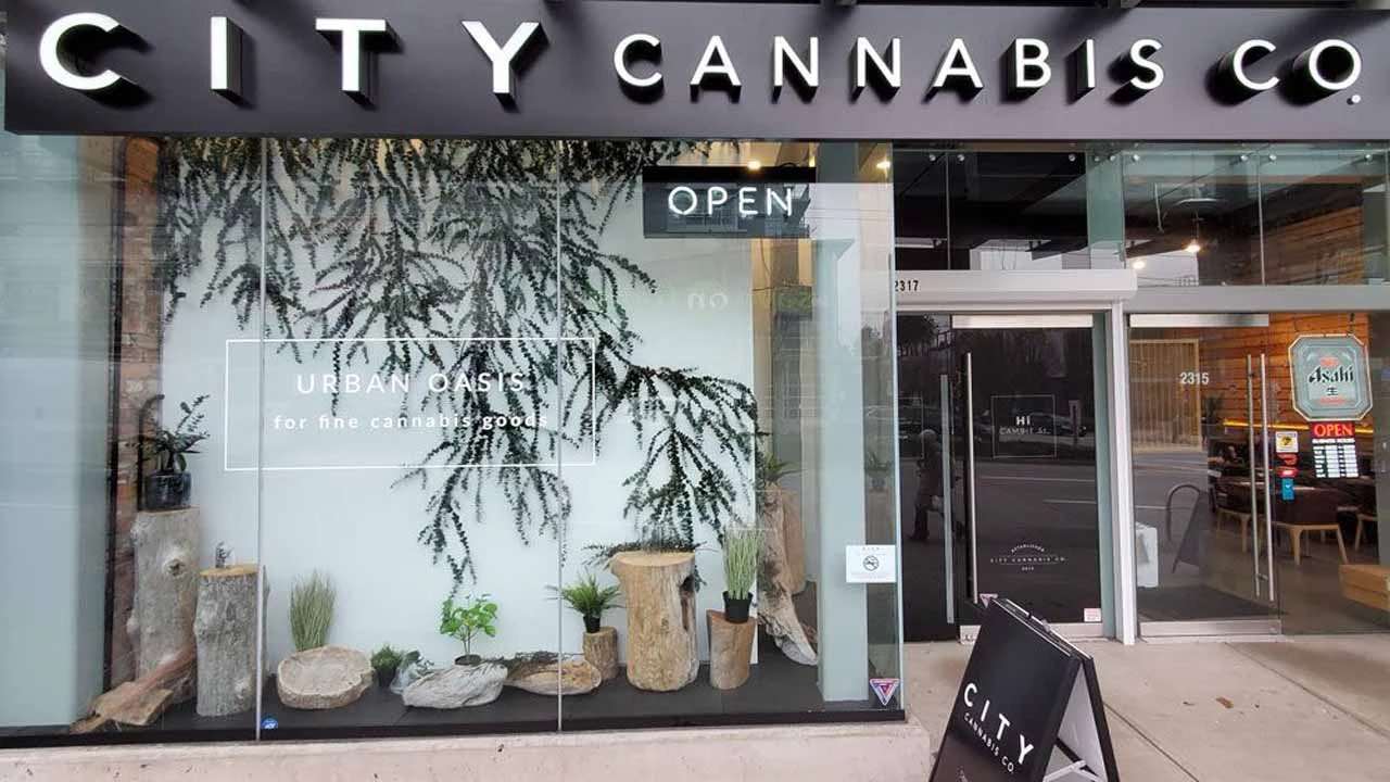 Image of a City Cannabis storefront in British Columbia