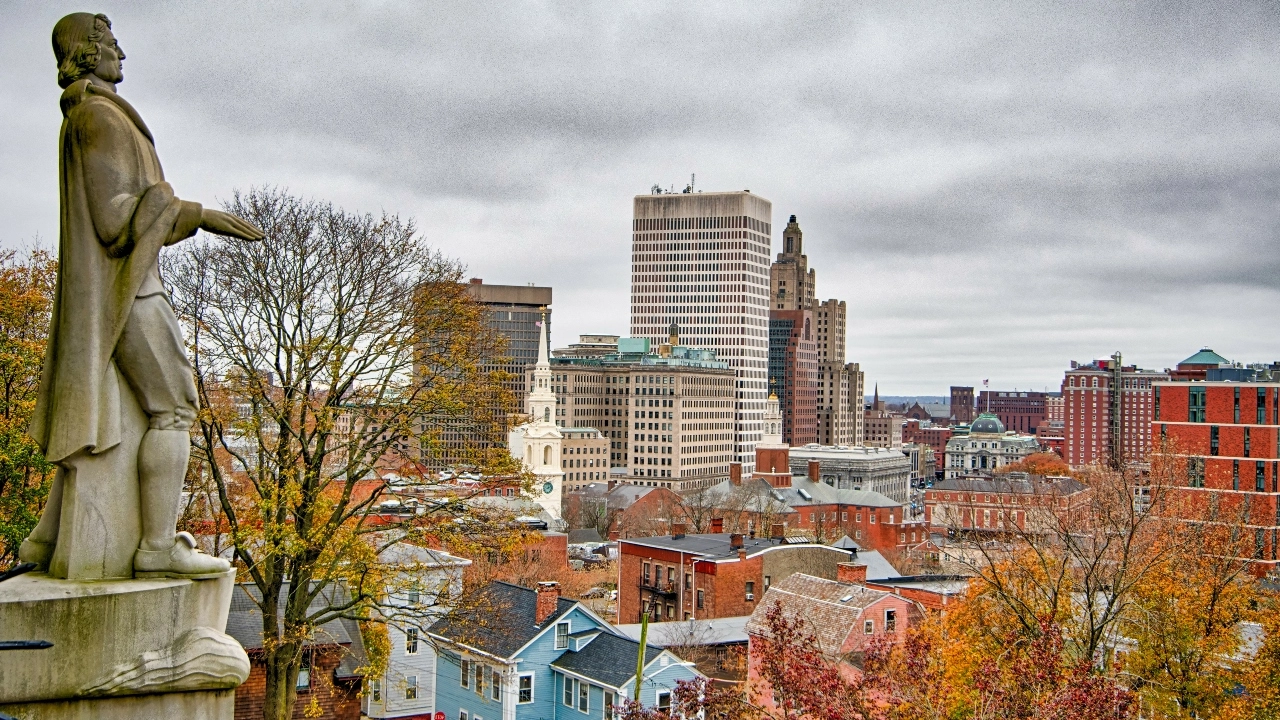 Image of Providence skyline on a cloudy, gloomy day