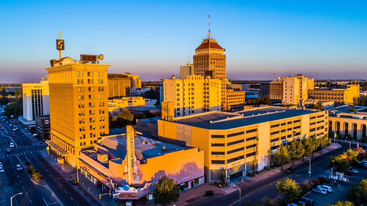Aerial image of historic downtown Fresno