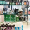 Retail shelves displaying hemp-derived products that do not contain THC