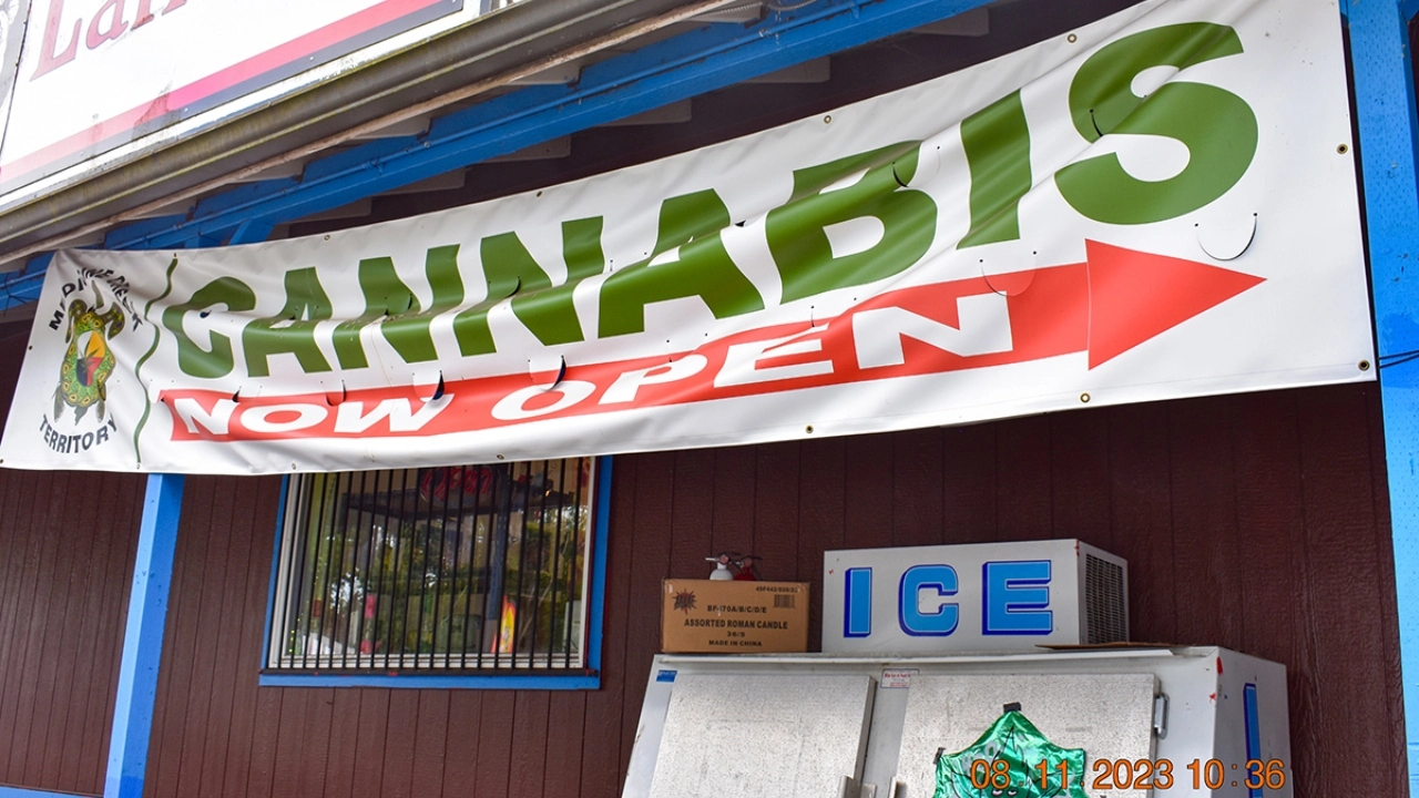Exterior image of illicit cannabis store Medicine Creek Territory