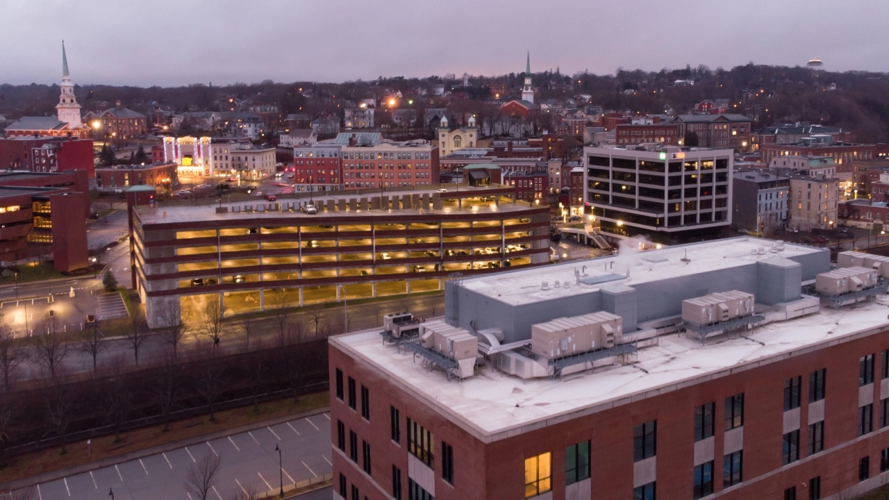 Aerial image of downtown Bangor, Maine