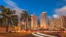 Image of Honolulu, with light trails, at twilight