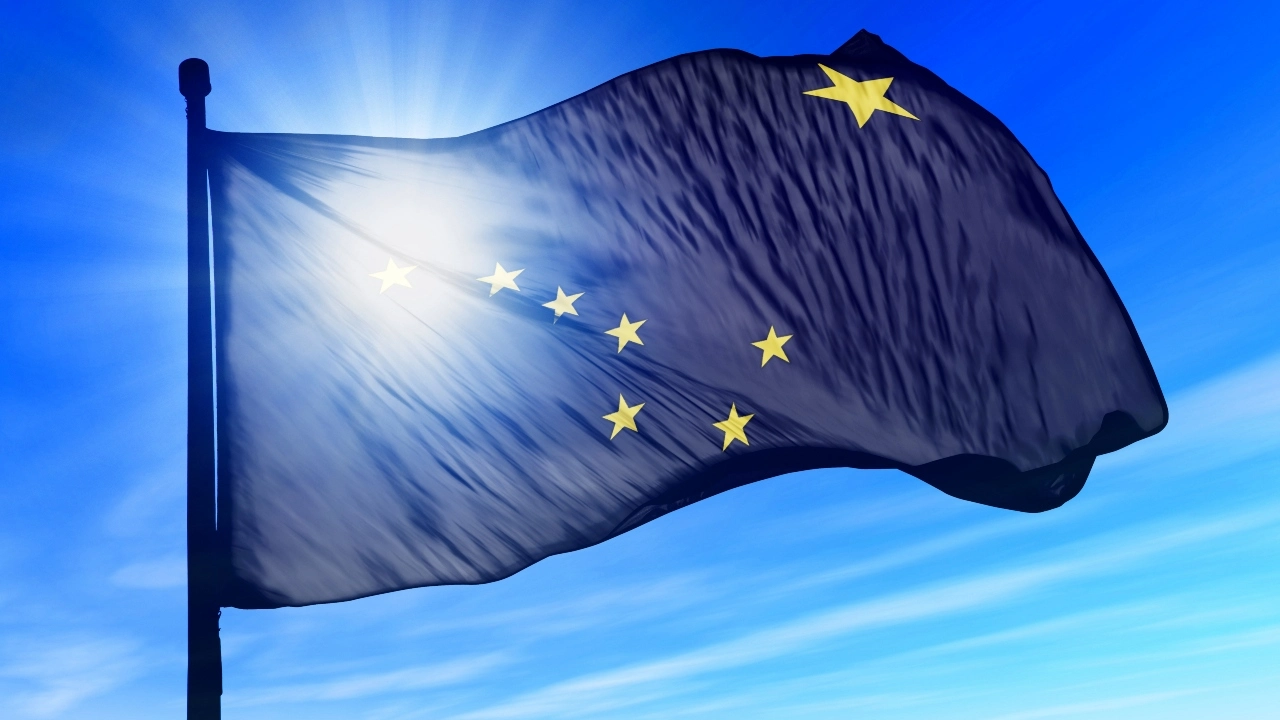Image of Alaska state flag waving in the wind