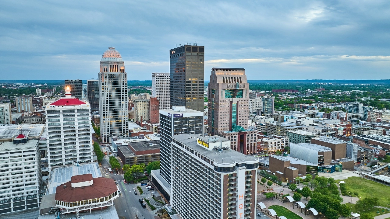 Aerial view of Louisville, Kentucky, skyline