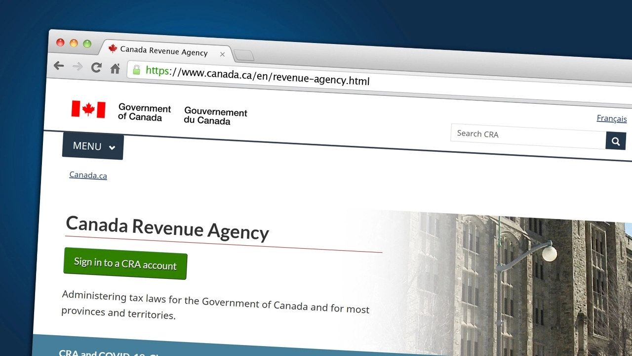 Image of Canada Revenue Agency displayed on a browser