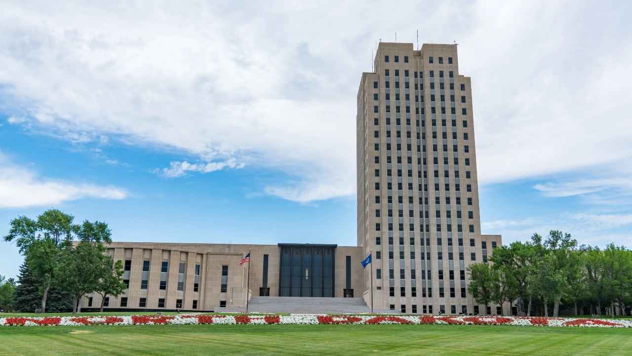 Exterior image of North Dakota's state capitol building