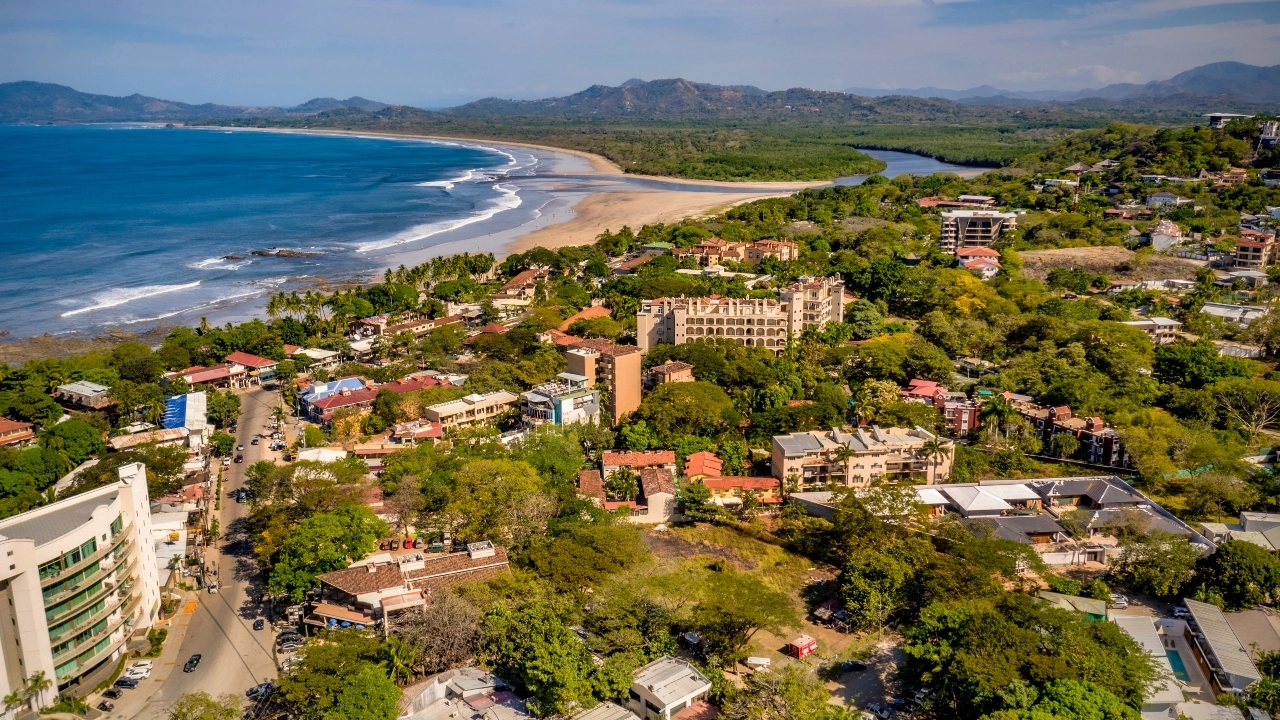 Aerial image of the town of Tamarindo in the Costa Rican province of Guanacaste
