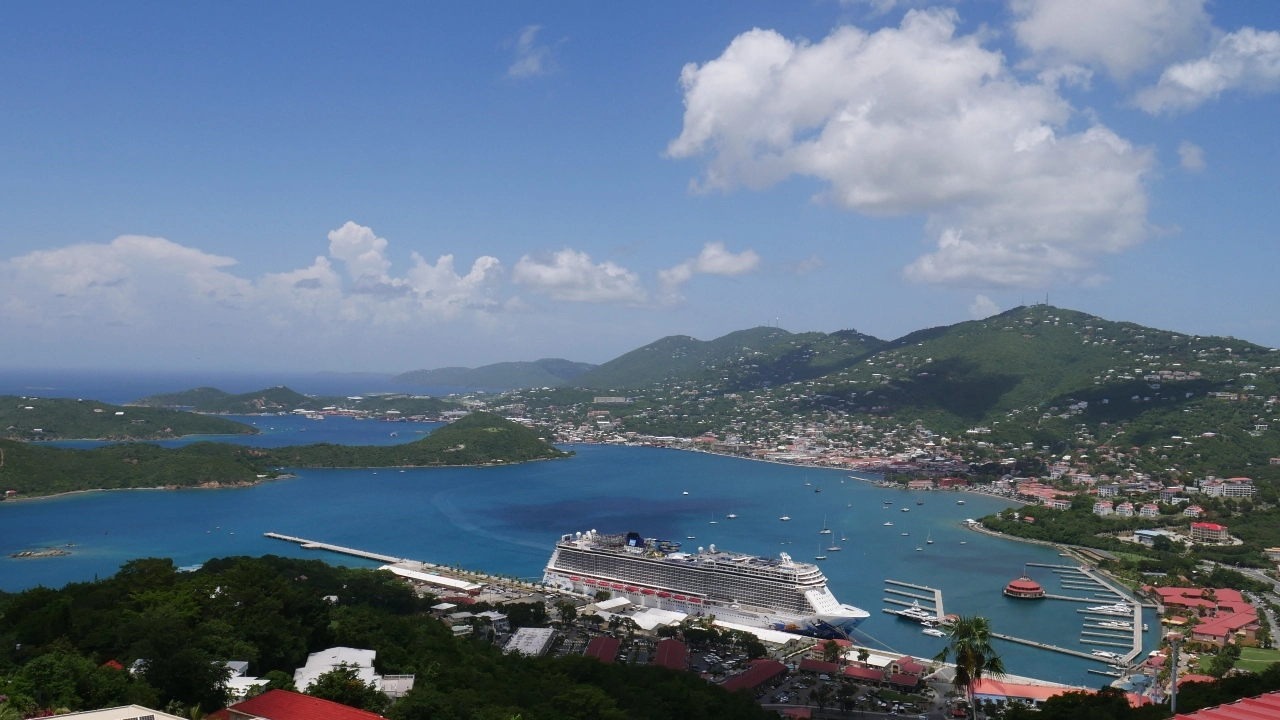 Image of a cruise ship anchored in Charlotte Amalie, Saint Thomas, U.S. Virgin Islands