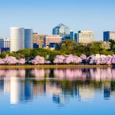 Image of the Washington, D.C., skyline with the Potomac River in the foreground