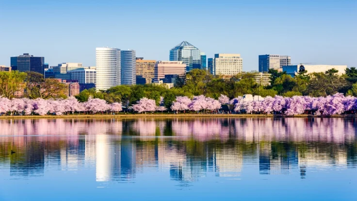 Image of the Washington, D.C., skyline with the Potomac River in the foreground